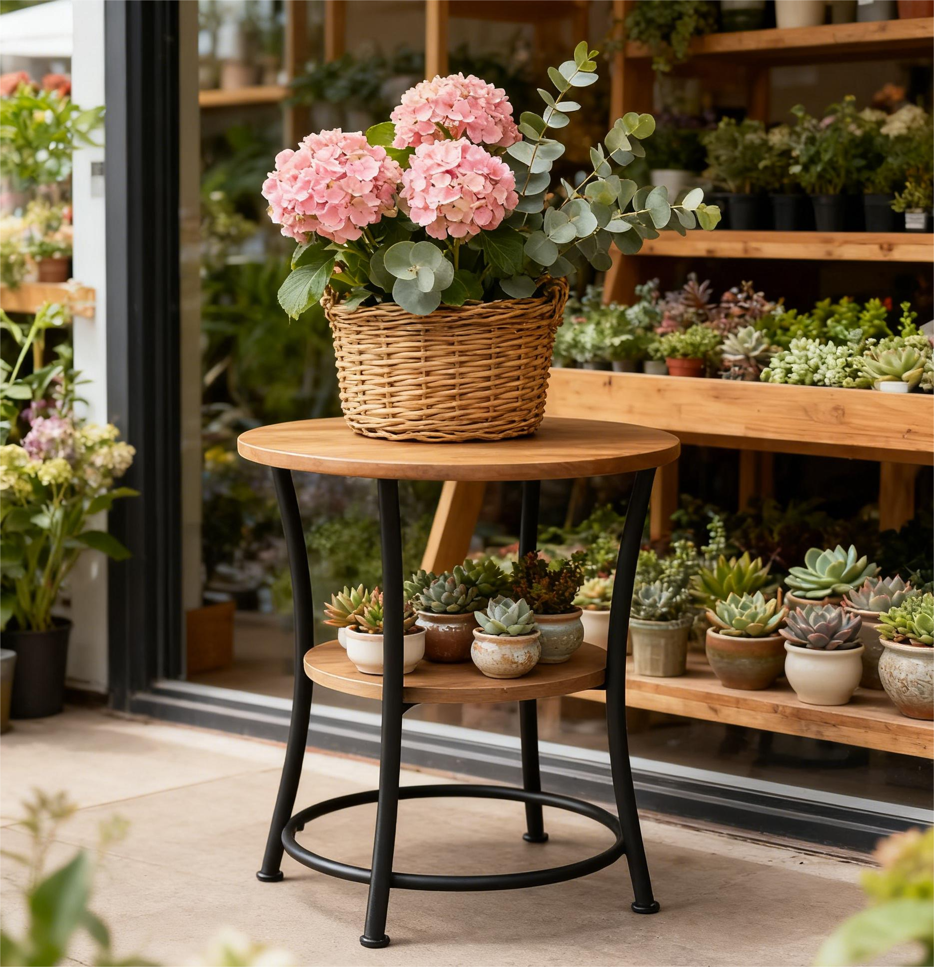 HOMYCASA DESIGN INC - Wholesale Side Table - MarketLane Side Table, Round End Table with 2 Storage Shelve1