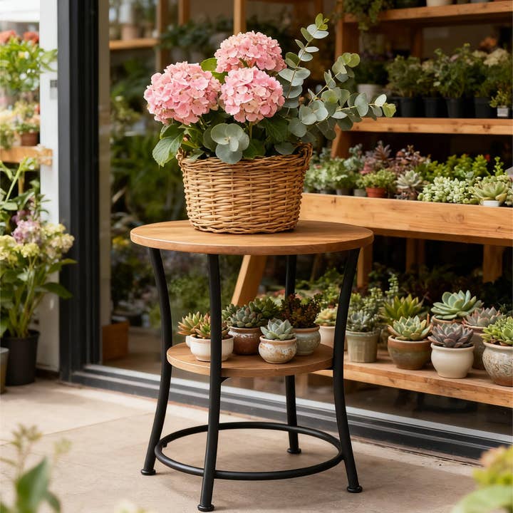 HOMYCASA DESIGN INC - Wholesale Side Table - MarketLane Side Table, Round End Table with 2 Storage Shelve1