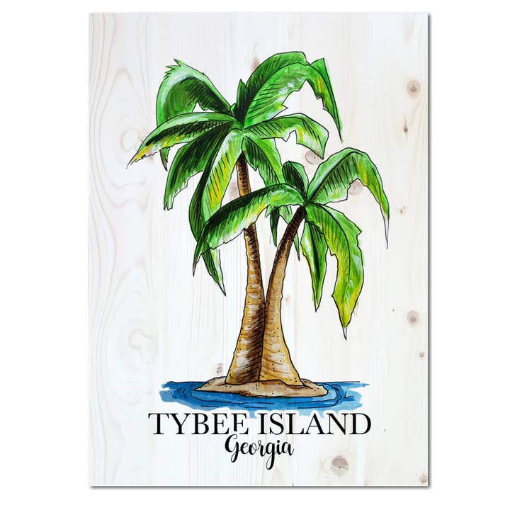 Map Mom - Wholesale Art Print - 5x7 Wood Mini Art- Palm- Custom Location2