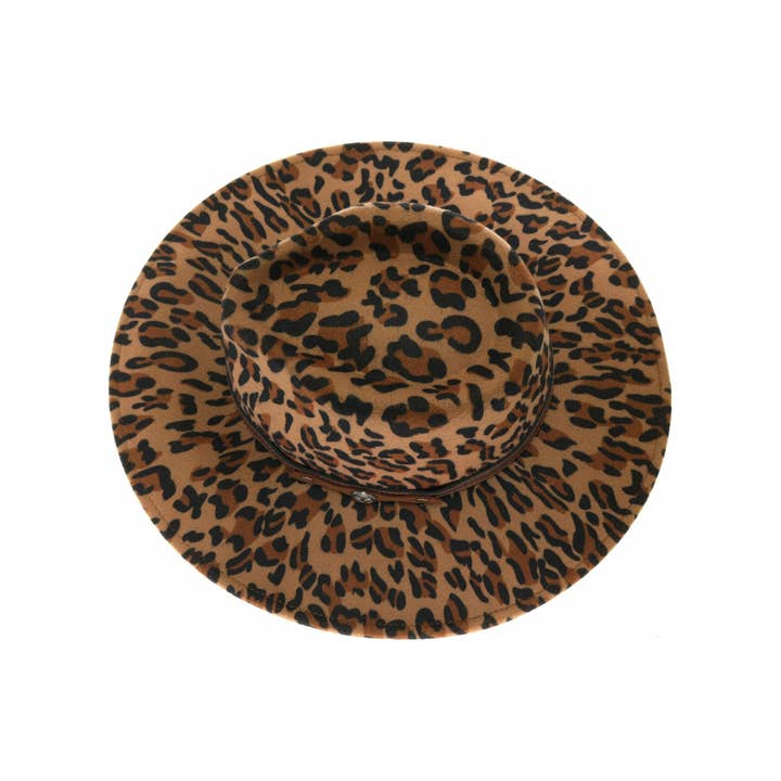 Leopard Vegan Fabric C.C Panama Hat WF6 for wholesale on Faire4