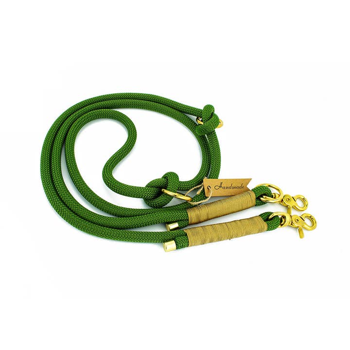 greenery Dog leash Tierluxe Tau Rope Green and Gold for wholesale on Faire2