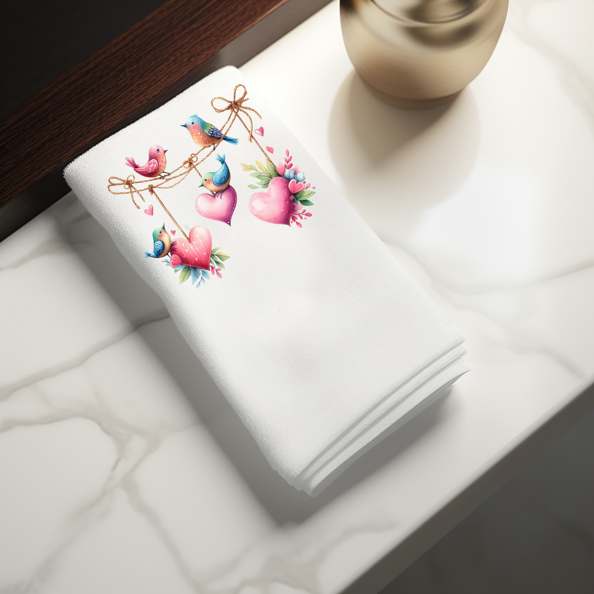 Fernville Creations – wholesale Hand towel – Valentine's Day Heart Fingertip Towel, Powder Room Accessory7