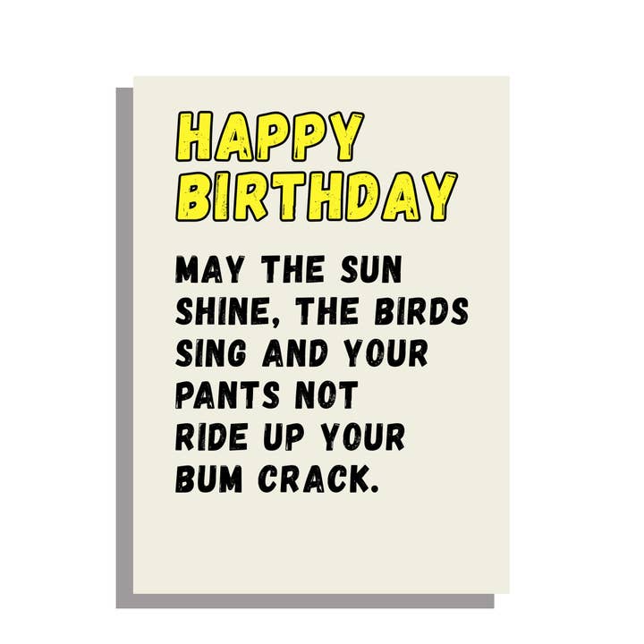 Bum Crack - funny birthday card for wholesale by Go La La