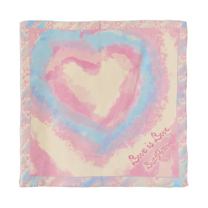 "Love is Love" Silk Bandana Scarf - Blue & Pink for wholesale by Lost Pattern NYC