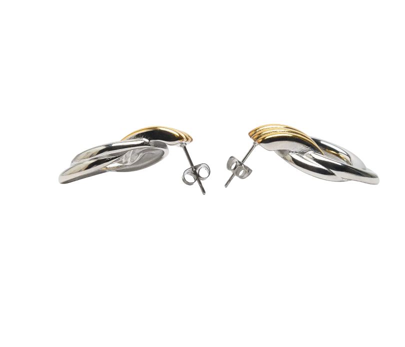 HoopLa - Wholesale Hoop Earrings - Double Knotted- Door Knocker- Two Tone Earring1