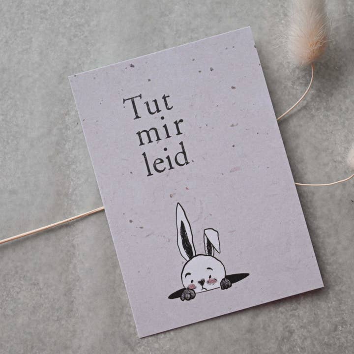 Small card "I'm sorry" with illustration of a rabbit for wholesale by SAJA Design Atelier