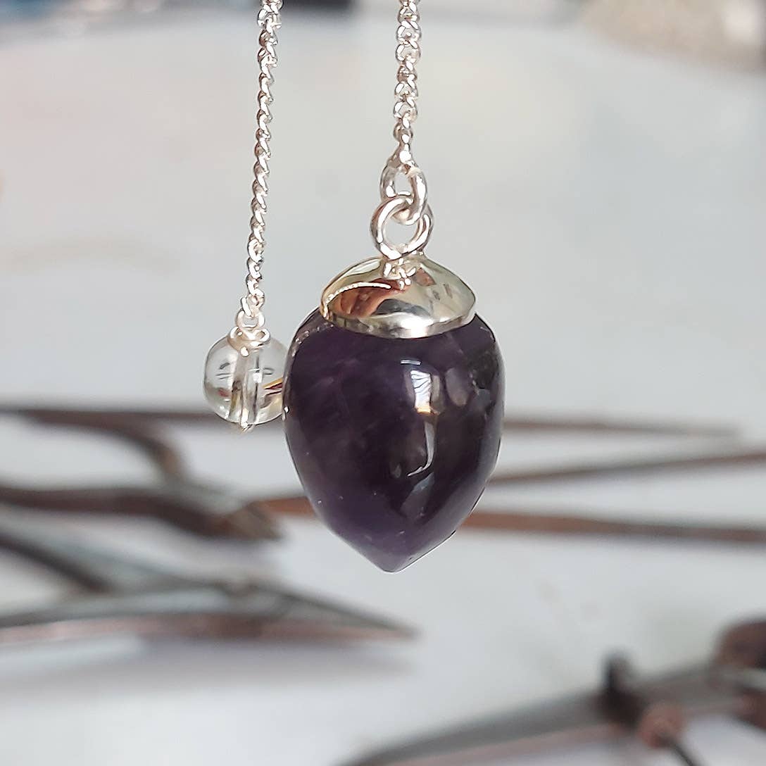Crystal Earth Sterling - Wholesale Meditation Supplies - Sterling Pendulum - Amethyst1