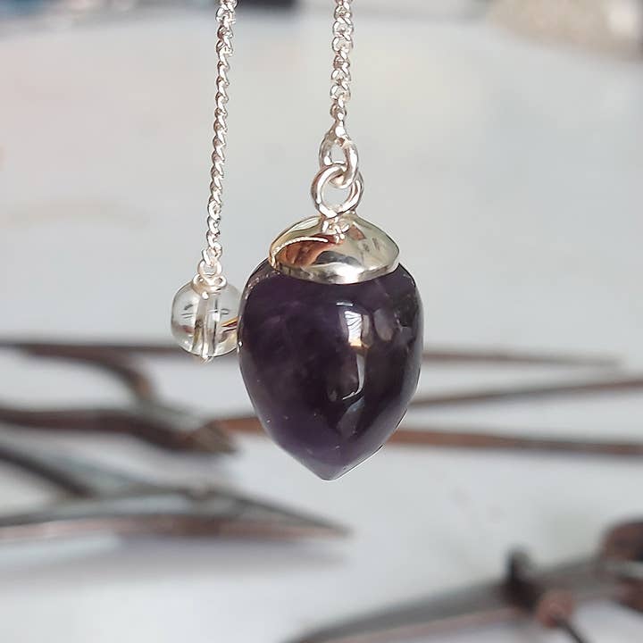 Crystal Earth Sterling - Wholesale Meditation Supplies - Sterling Pendulum - Amethyst1