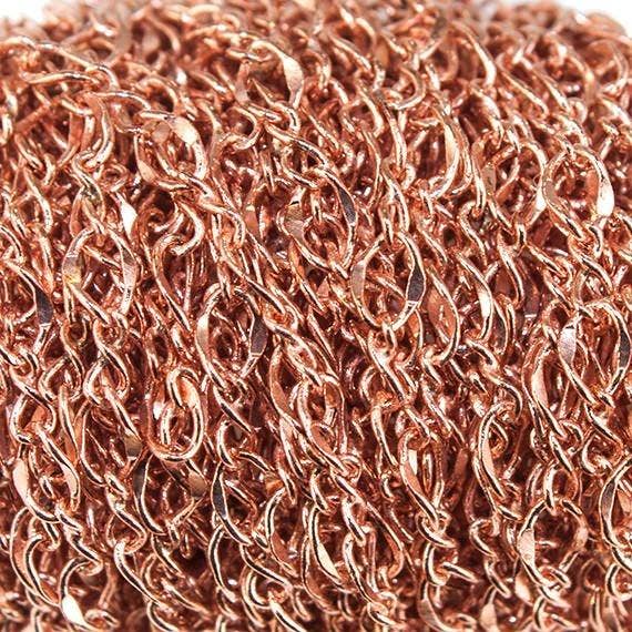 Corrente Oval e Twist Link Banhado a Ouro Rosa 3mm pelo pé por atacado de The Bead Traders