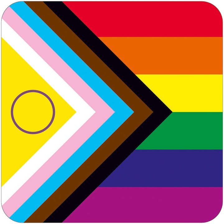 Intersex progress pride flag Coaster for wholesale by Dean Morris Cards