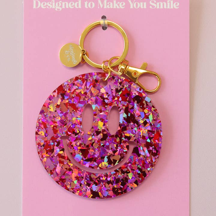 Happy Face Charm – Cute Acrylic Keychain for wholesale by Paola Brown