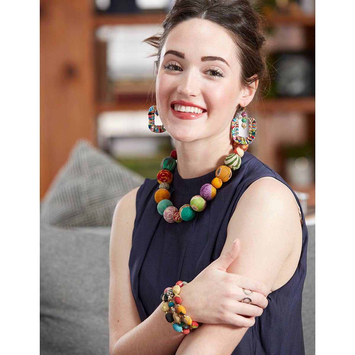 WorldFinds - Wholesale Beaded Bracelet - Kantha Oval Beaded Bracelet1