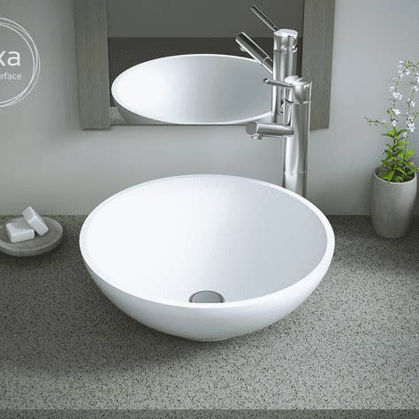 Fritstående skålformet håndvask i solid surface "SANA" for engroshandel hos BAINS NEO