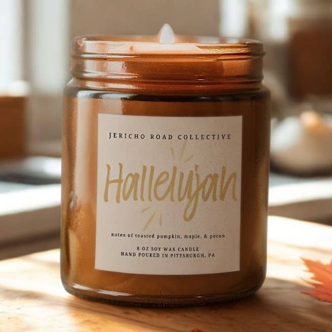 Hallelujah Soy Wax Candle for wholesale by Jericho Road Collective