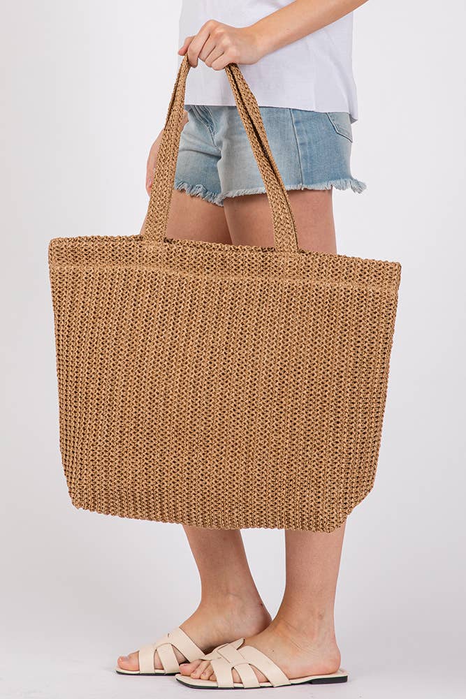 Hana - Wholesale Tote Bag - Women's - Solid Color Crochet Summer Straw Tote Bag72
