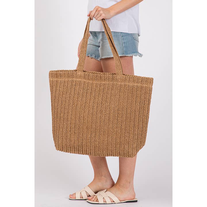 Hana - Wholesale Tote Bag - Women's - Solid Color Crochet Summer Straw Tote Bag72