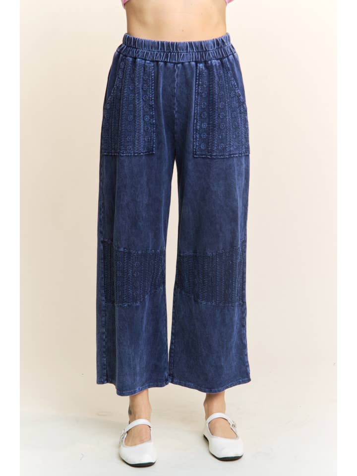 J.Her - Wholesale Pants - Women's - Mineral Wash Eyelet Pocket Straight Pants HP58121