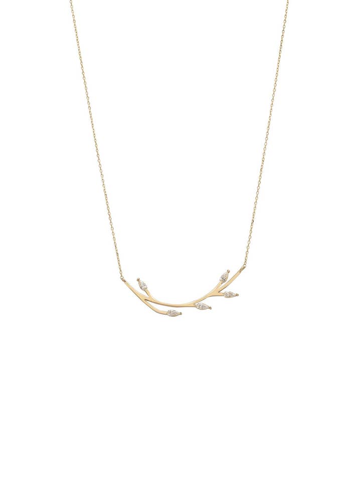 Solid 14k Gold Blooming Branch Necklace for wholesale by Latelita