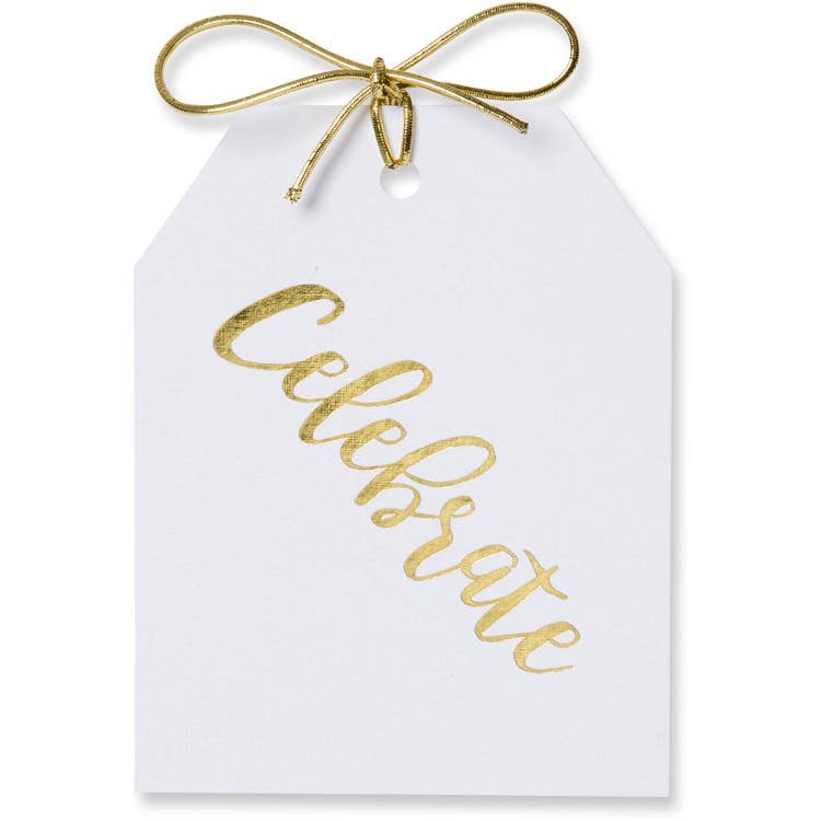 WowWordZ - Wholesale Gift Tag - Celebrate Gift Tags – Gold Foil – Black or White – Set of 101