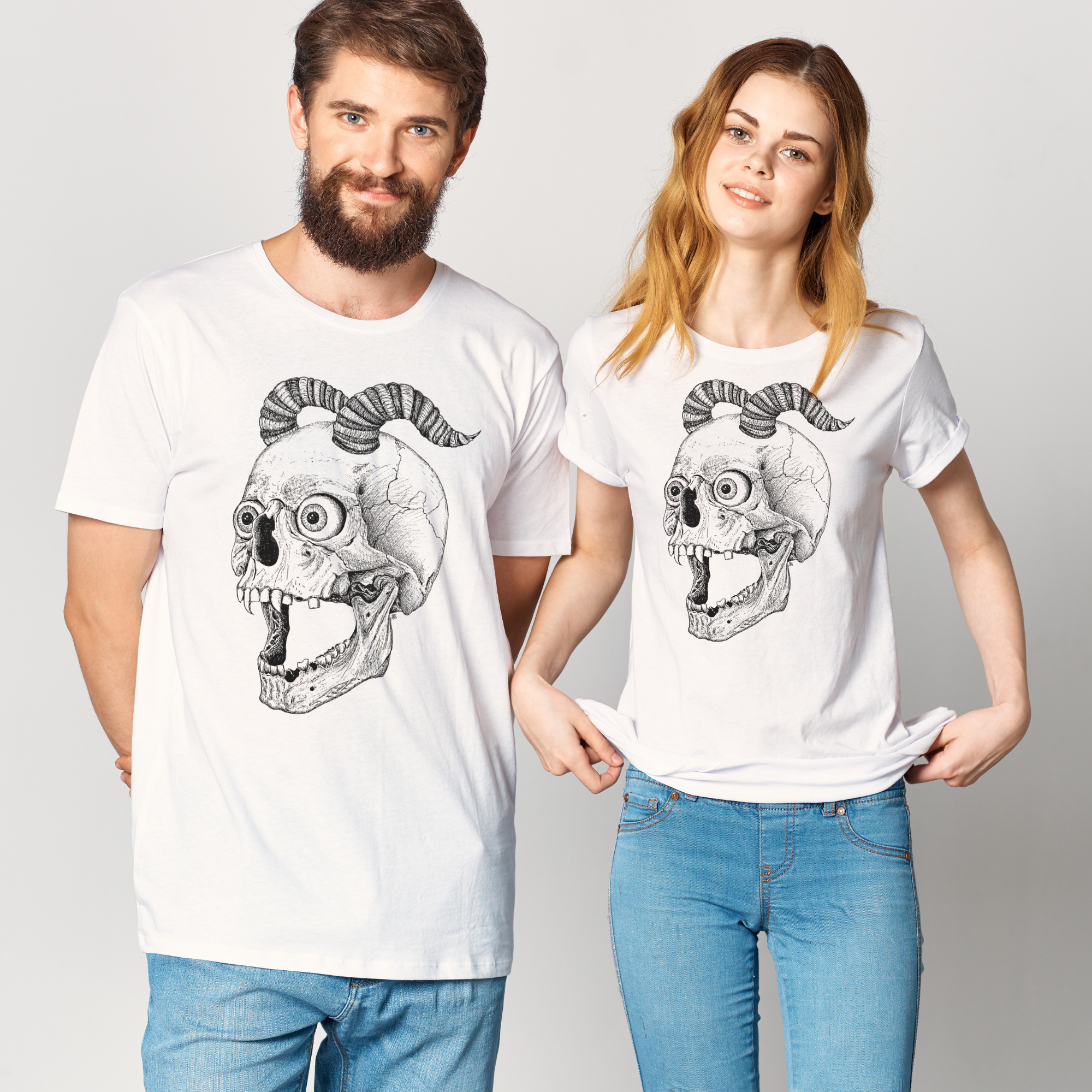 Hannah Kate Makes - Wholesale T-Shirt (Graphic) - Unisex - Screaming Skull T-shirt - White - 100% Cotton - Reg/Fitted23