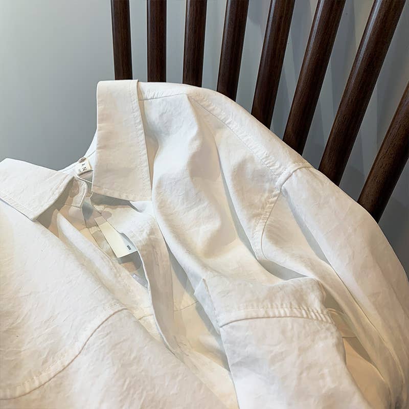 Rosa Clothing - Wholesale Button Down Shirt - Women's - Lightweight blended suede textured blouse6