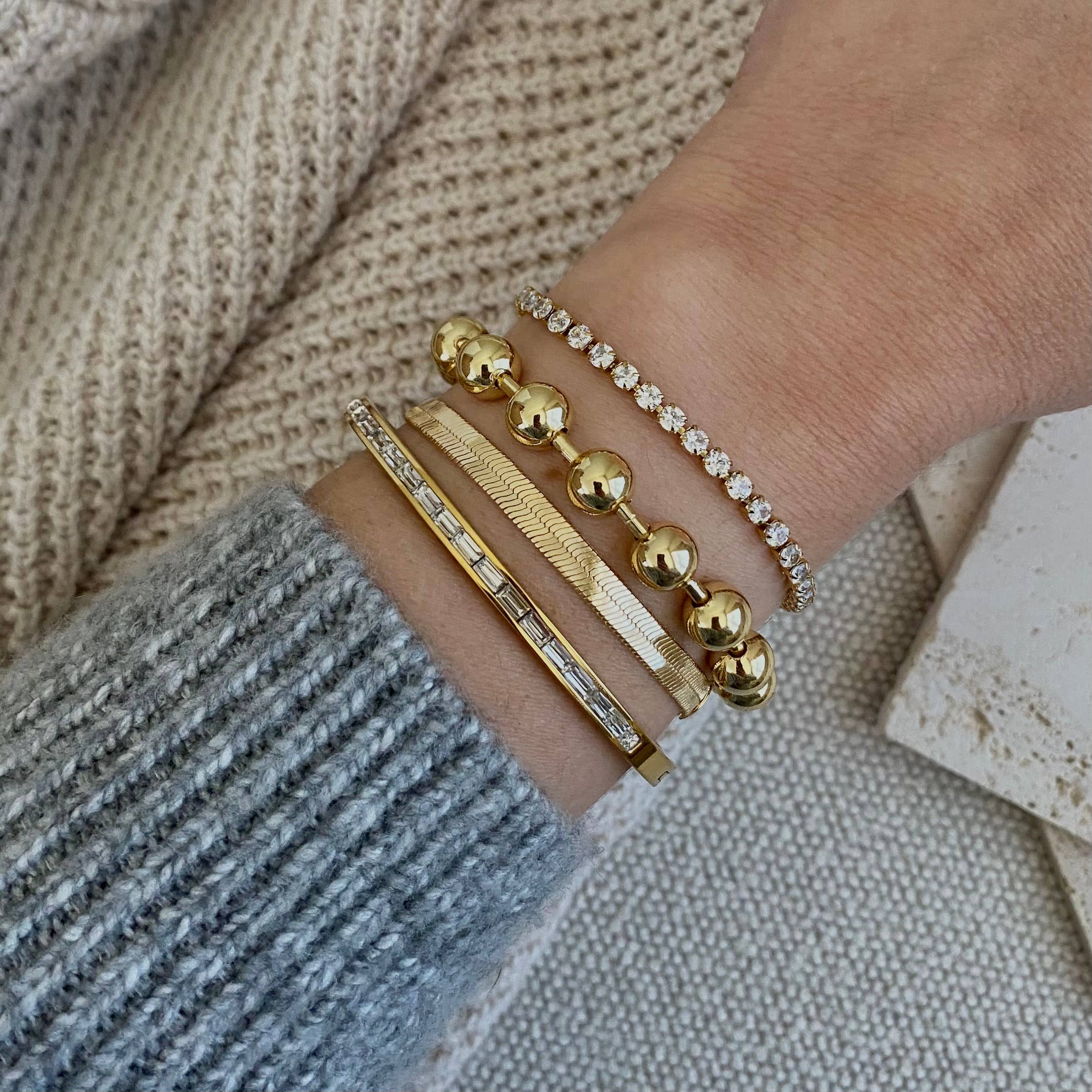 Amady Jewelry - Wholesale Link & Chain Bracelet - Military Satellite Chain Beaded Bracelet 18k Gold Filled1