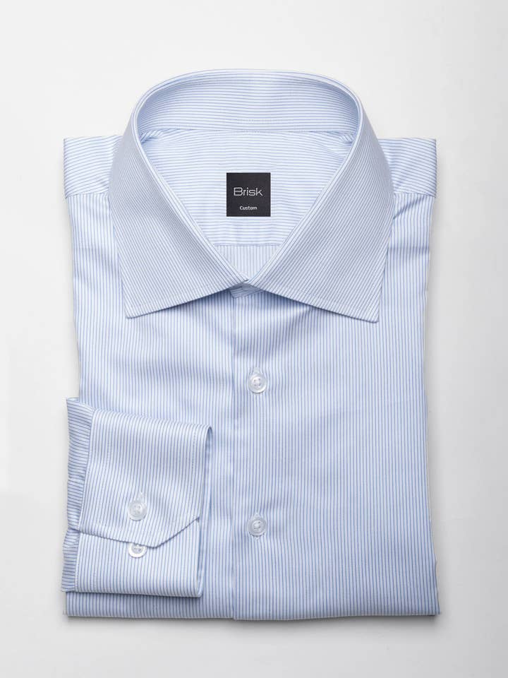 Blue Twill Pencil Stripes Shirt - Wrinkle Resistant for wholesale by BRISK
