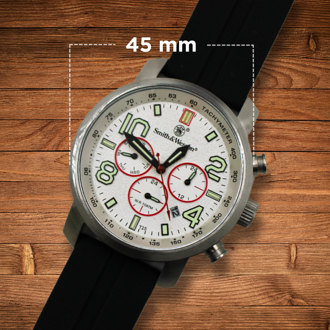 CALIBER GOURMET / CAMPCO - Wholesale Wrist Watch - Men's - White Smith & Wesson Tritium Chronograph Red1
