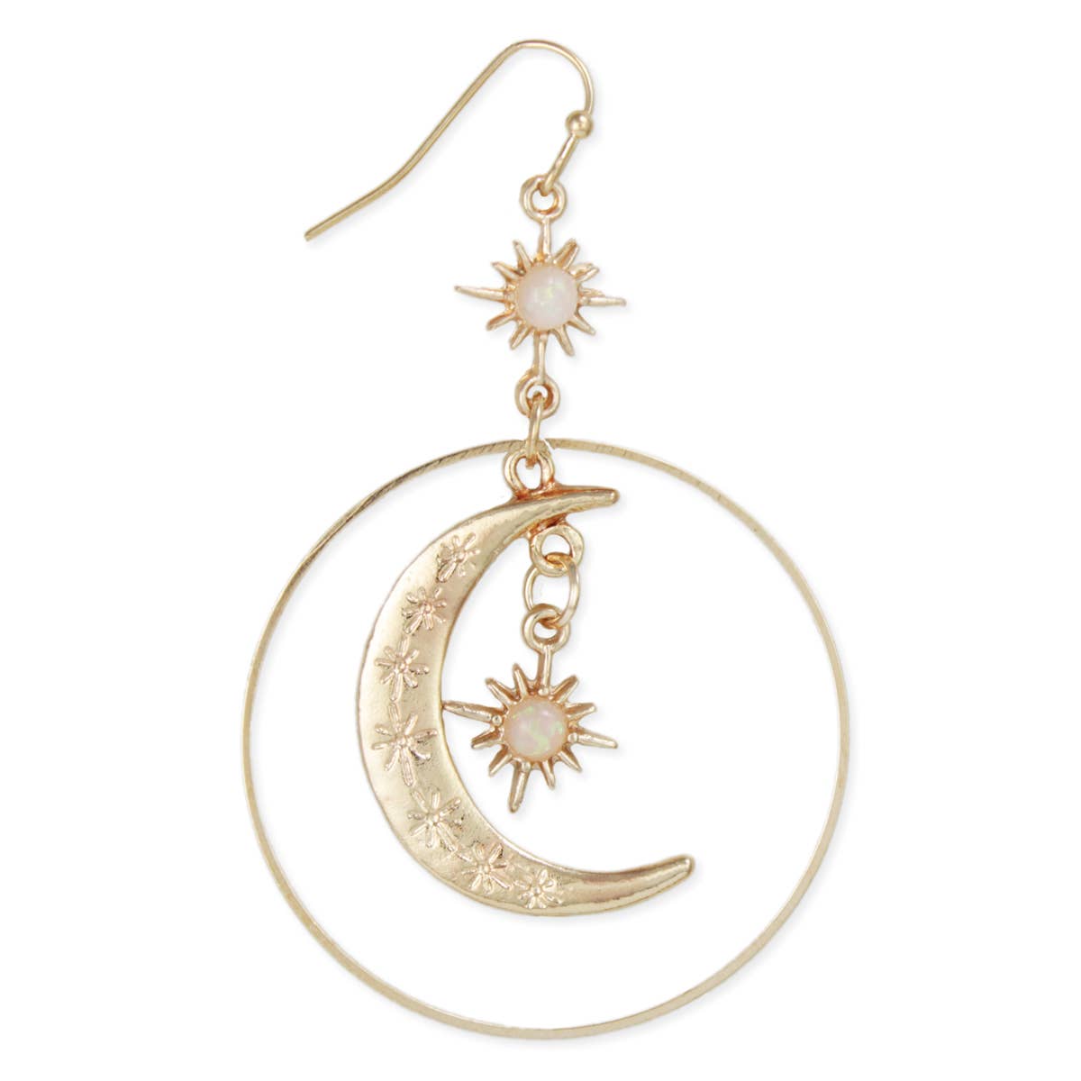 ZAD - Wholesale Dangle Earrings - Celestial Dreams Moon Sun Gold Earrings1