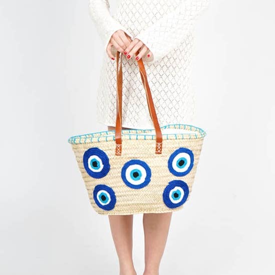 fransk korgväska, strandväska, stråväska med läderhandtag för wholesale av craftberber