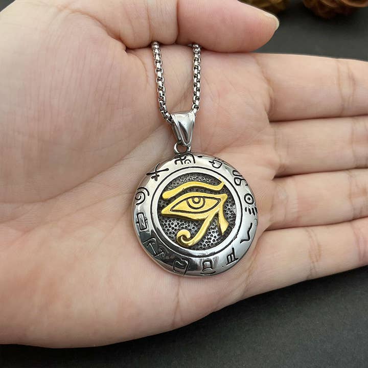 GemMeet - Venta al por mayor Collares con colgantes/abalorios - Collar con colgante vintage de ojo de Horus del antiguo Egipto
