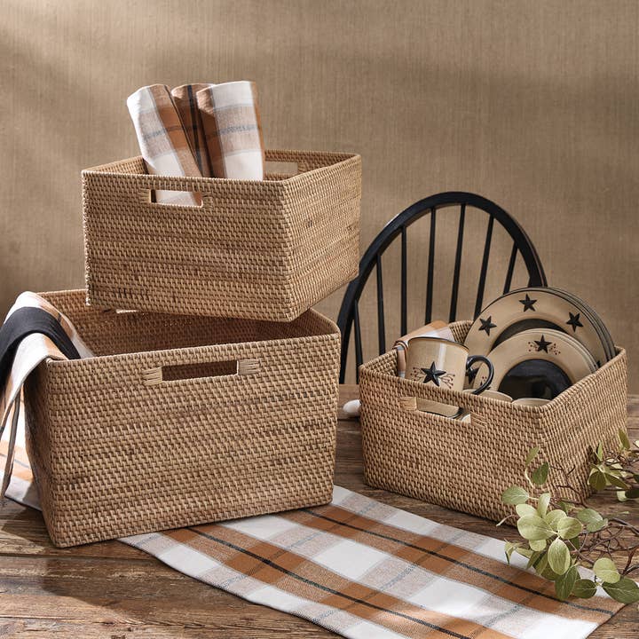 Park Designs - Wholesale Basket - Rattan Baskets Set of 3