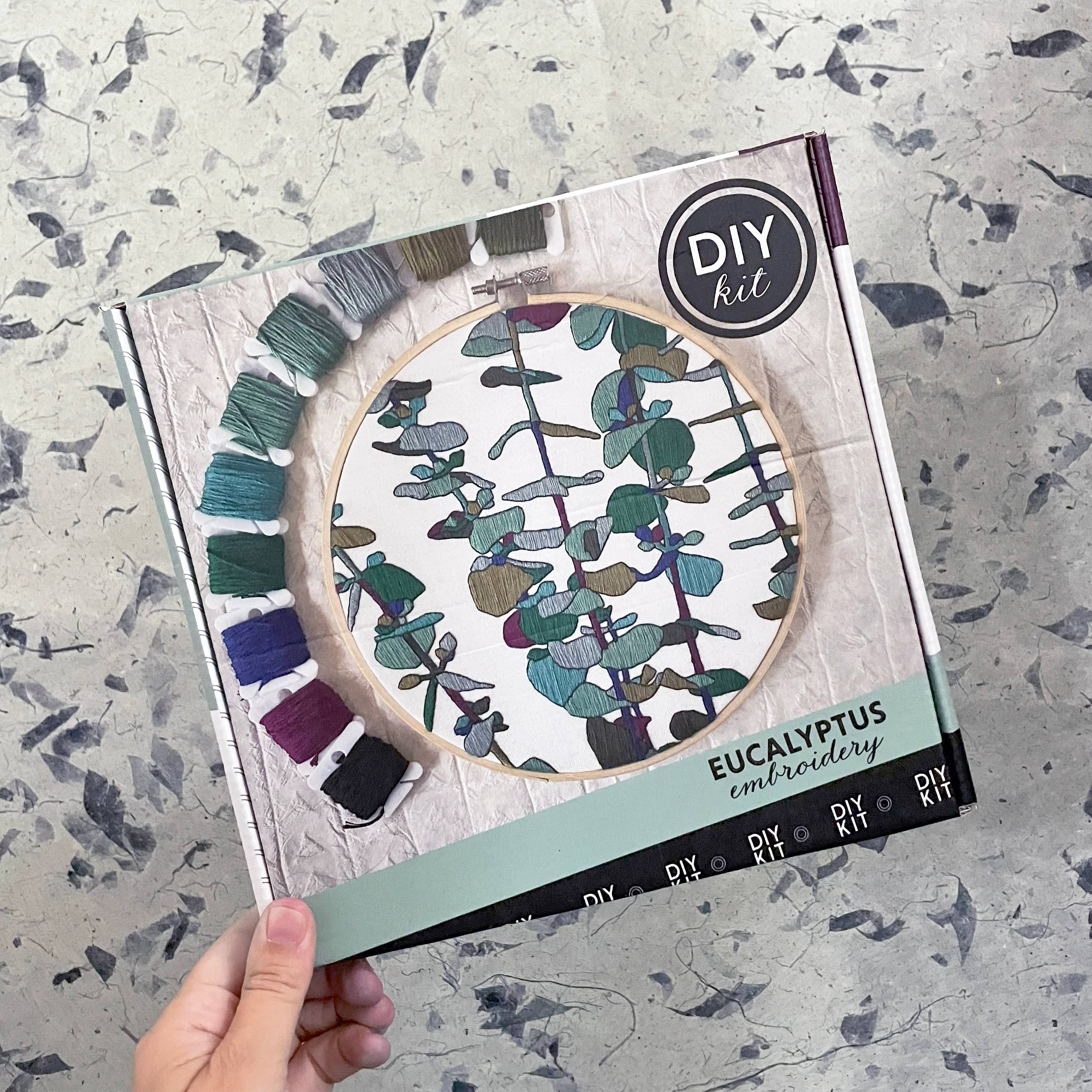 Kate Wyatt Fine Art – wholesale DIY craft kit – DIY Embroidery Kit - Eucalyptus (8")7