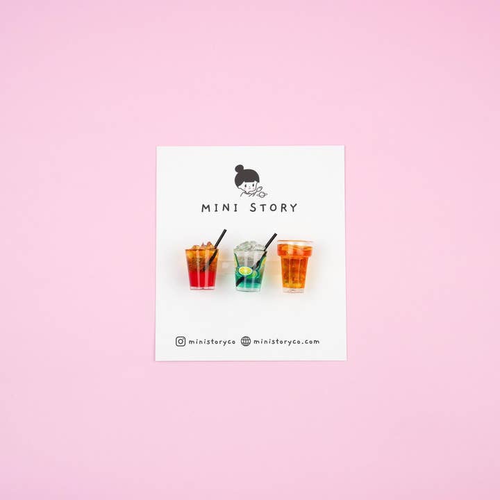 Mini Story Co - Wholesale Magnet - Refreshing Beverage Magnet Set | Iced Coffee, Bubble Tea, Lemon Juice, Soft Drinks, Mocktail Kitchen Decor12
