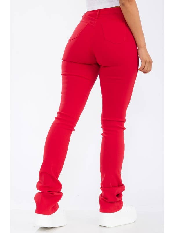 JBLA FASHION – Engroshandel Bukser - Dame – 2404-Højtaljede Superstræk Stacked Bukser11