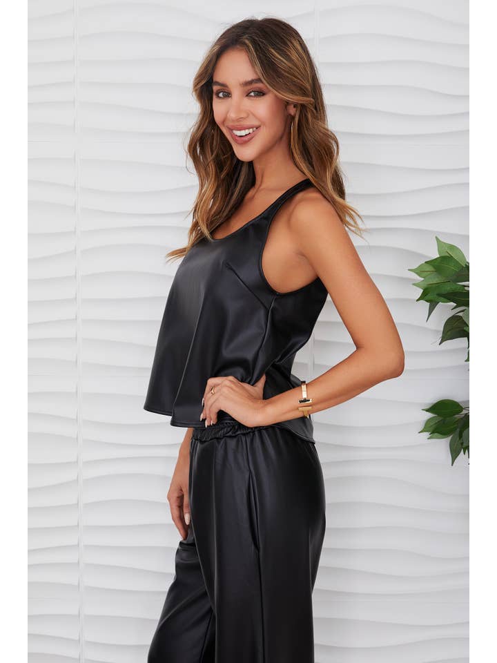 MILIO MILANO - Wholesale Tank Top - Women's - VEGAN LEATHER TANK (77113)1