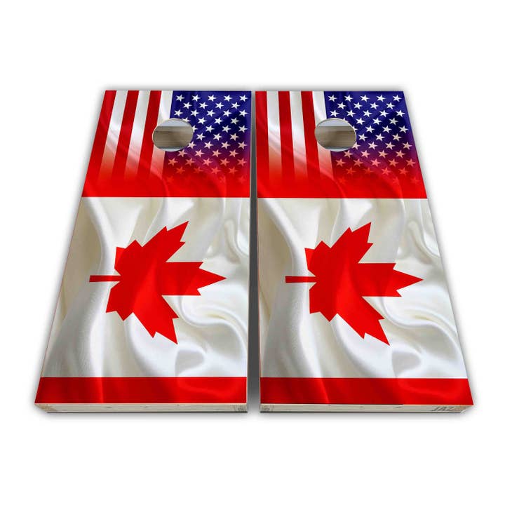 Canada Flag And USA Flag Cornhole Wraps - Cornhole Wraps - Cornhole Skins - Vinyl Wrap - Laminated Set for wholesale by Cornhole Stop, LLC