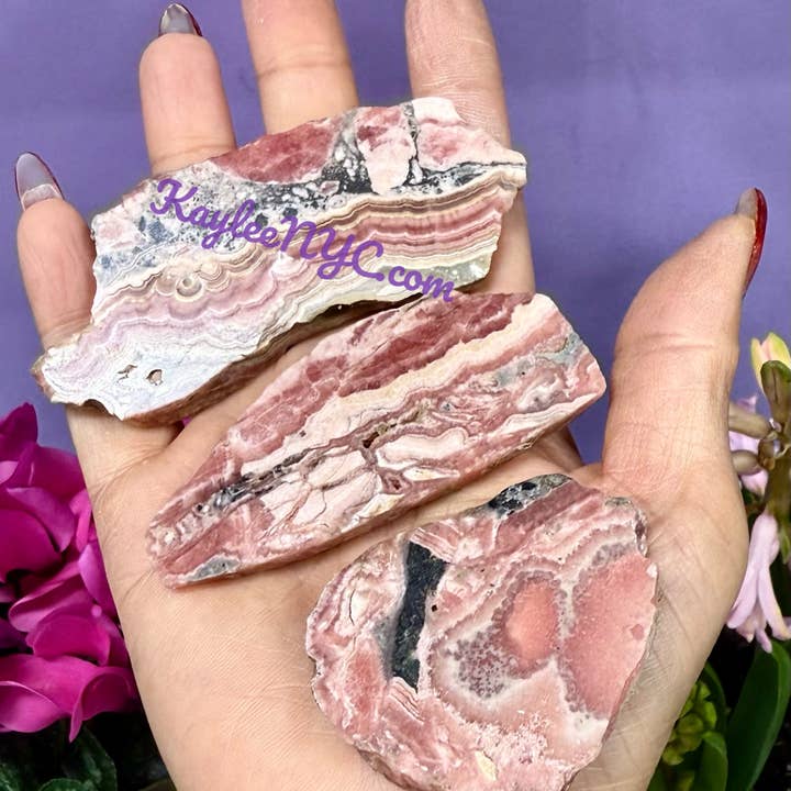 KayleeNYC – wholesale Andlig sten/kristall – Parti med 450 g naturliga rhodochrositplattor för helande energi5