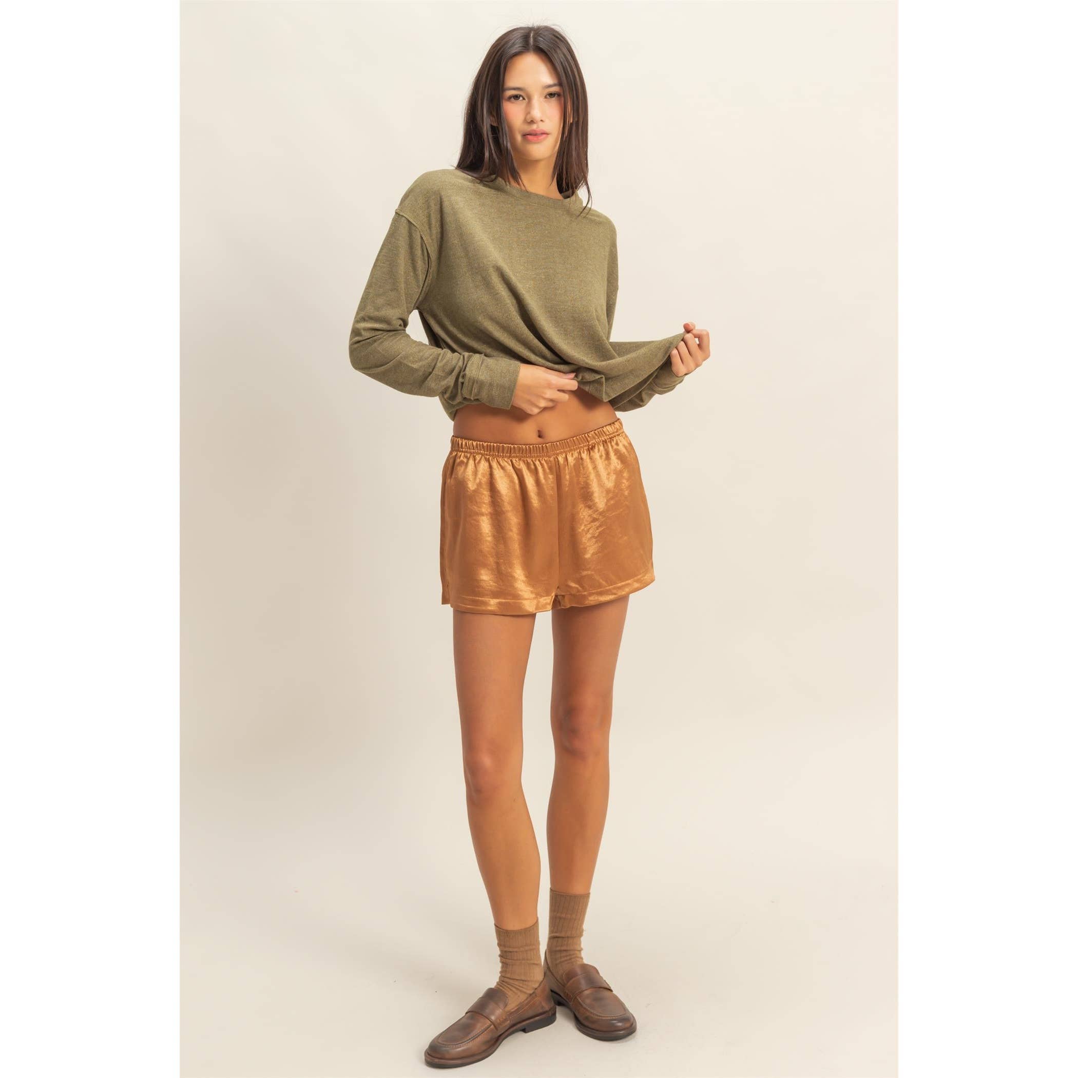 HYFVE - Wholesale Shorts - Women's - Satin Elastic Waist Shorts With Side Slit31