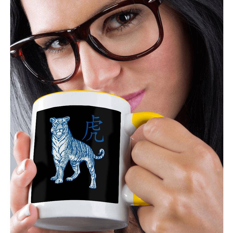 3dRose – Engroshandel Kaffekrus – 3dRose, Tigerens År Laohu Kinesisk Tegn I Blå, Krus1