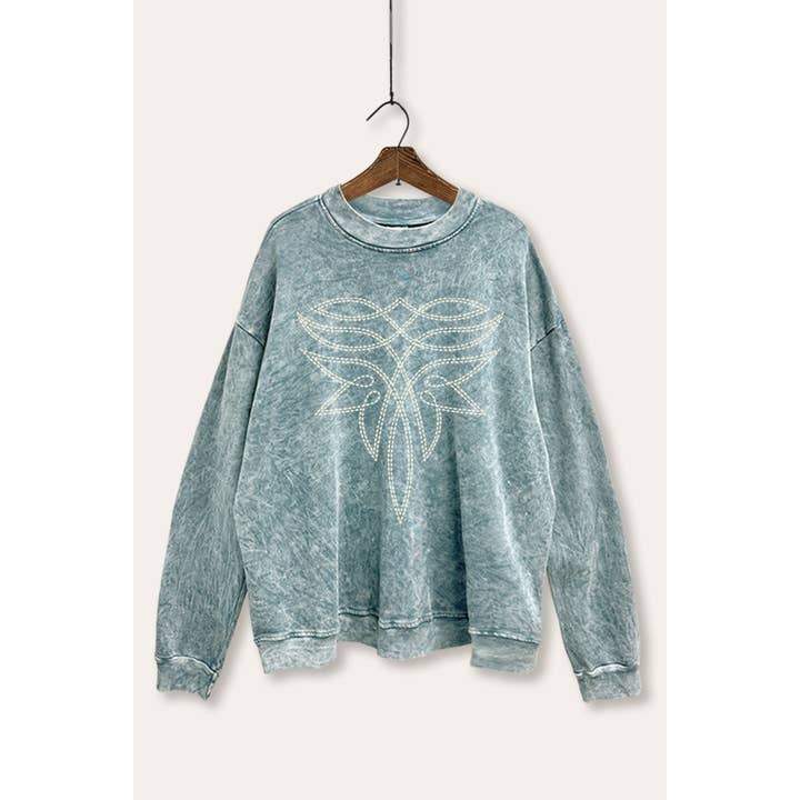 PINK NABI - Wholesale Graphic Sweatshirt - Women's - WESTERN BOOT STITCH PATTERN GRAPHIC WOMEN'S SWEATSHIRT2