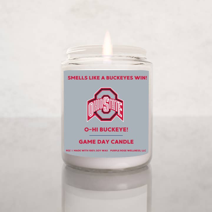 Ohio State Buckeyes College Football Candle for wholesale by Purple Rose Wellness, LLC