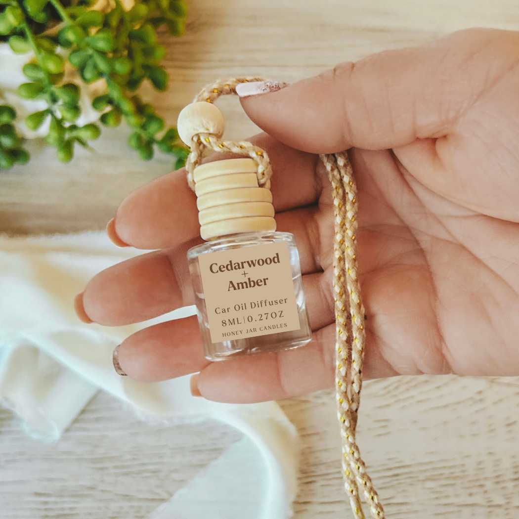 Honey Jar Creations - Vente Désodorisant pour voiture – unisexe - Diffuseurs de voiture suspendus | Bois de cèdre + Ambre | Fabriqué aux États-Unis1