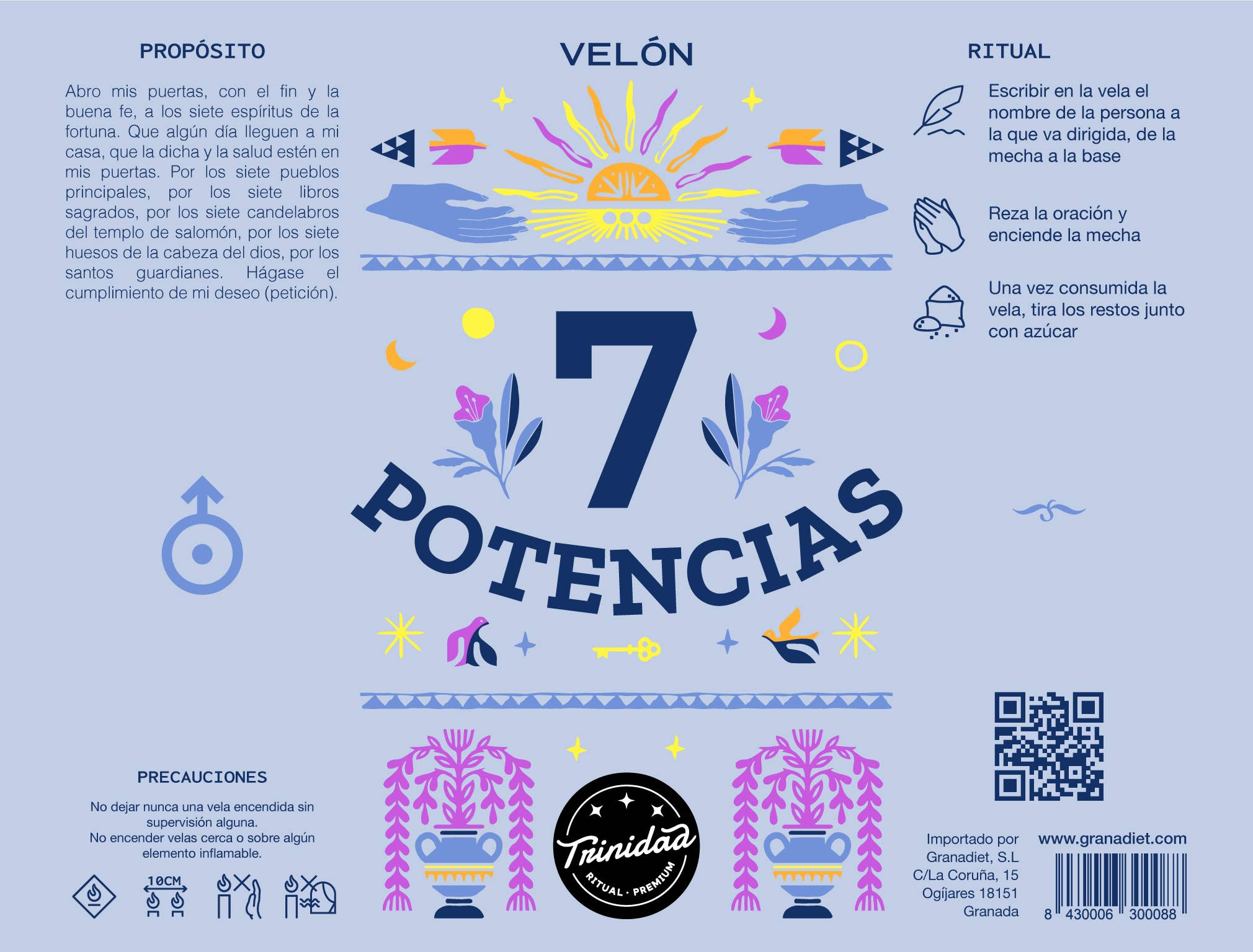 trinidad - Vente Bougie votive - Velón 7 Potencias 7 couleurs Basic1