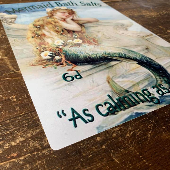 The British Metal Signs Company - Wholesale Bathroom Sign - Mermaid Bath Salts As Calming as the sea Metal Sign