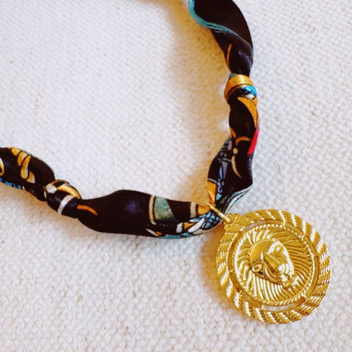 Ellison+Young - Wholesale Pendant/Charm Necklace - Luxe Print Medallion Pendant Scarf Necklace5