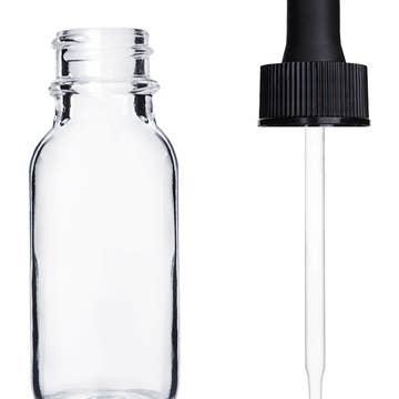 Best Bottles - Wholesale Essential Oil Holder - Boston Round Clear Bottle - 15ml (Multiple Dropper Colors)1