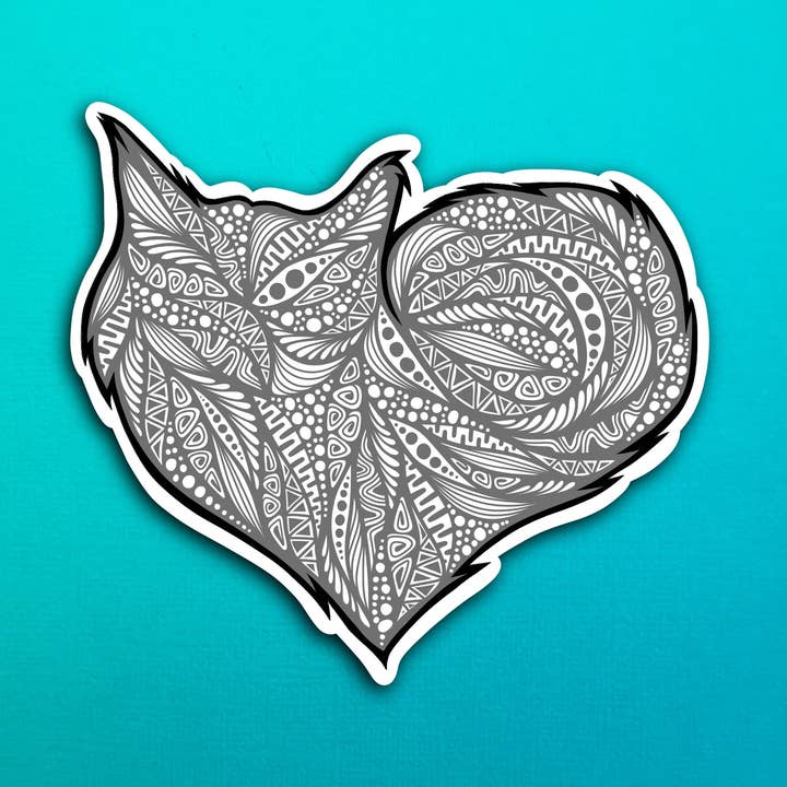 Gray Heart Cat Sticker (WATERPROOF) for wholesale by Zenspire Designs
