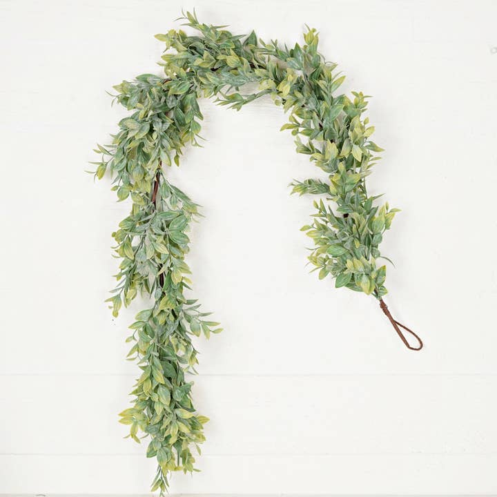 550321-4ft Garland-Flocked Evergreen Ash Leaves,Spring Flora for wholesale by Holiday Depot Inc.