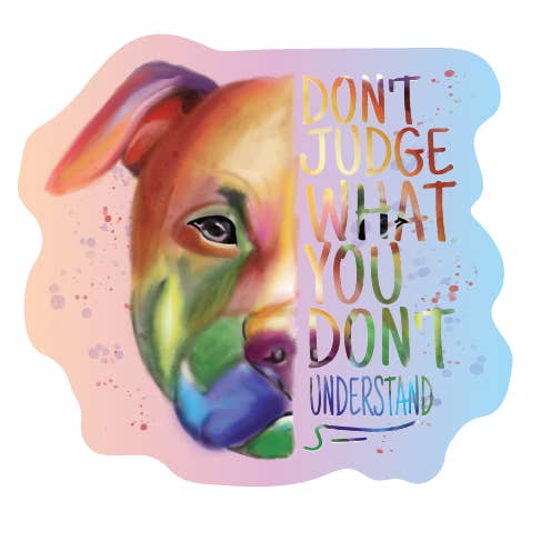 Pittbull matte holographic vinyl sticker for wholesale by Delightfully Delicious Dog Treats